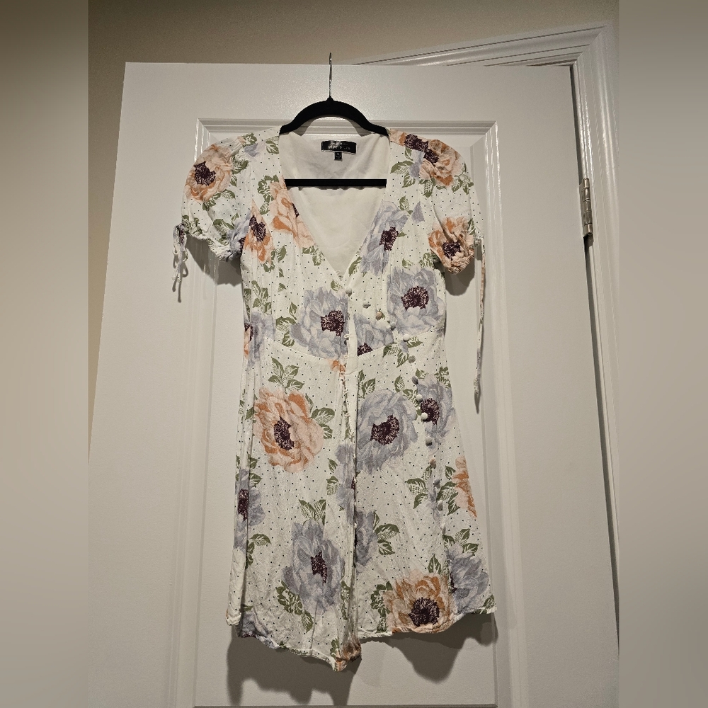 Blue Blush Floral V-Neck Dress